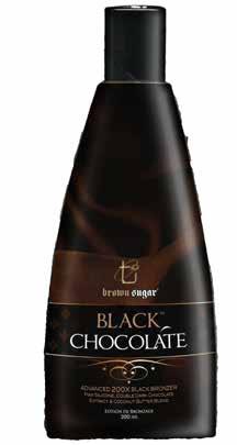 Kiszerelés: 200 ml/22 ml Black Chocholate 200x Szoláriumozás előtti krém, 200x-os bronzosítóval 200x-os bronzosító, magas antioxidáns tartalom, tápláló étcsokoládé kivonat, szilikon és
