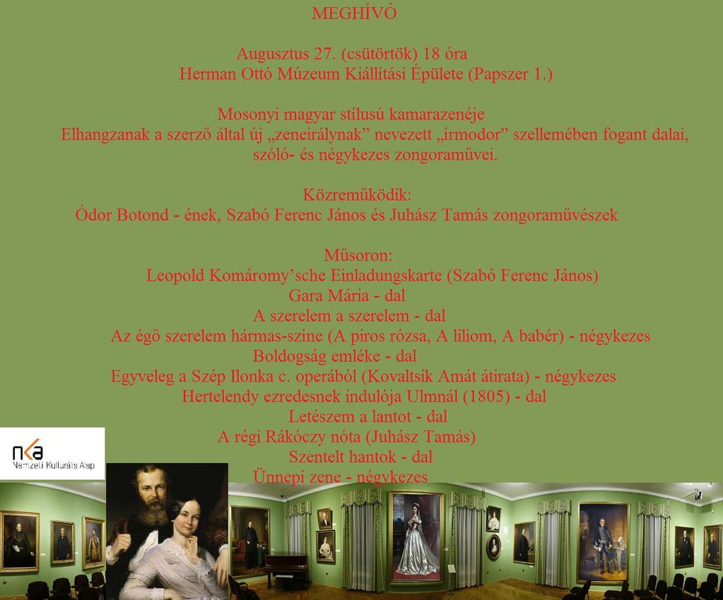 2015. augusztus 27. Mosoni Mihály magyar stílusú kamarazenéje.