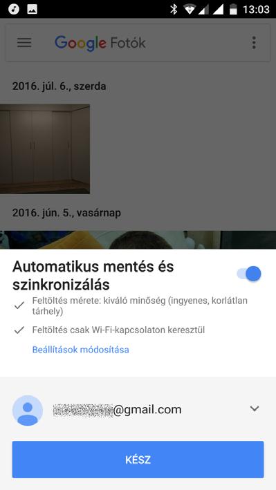 GOOGLE FOTÓK 1. Nyissa meg a GOOGLE FOTÓK applikációt. 2. Kapcsolja be az automatikus szinkronizálást. 3. Válassza a KIVÁLÓ MINŐSÉG opciót (korlátlan felhő tárhely). 4. Válassza a WiFi opciót. 5.