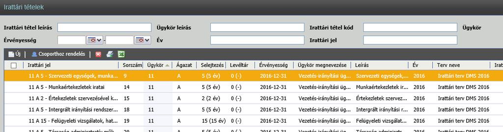 Ha évváltáskor nem történik változás az irattári tételeket átmásolhatjuk a következő évi iktatókönyvbe. Erről bővebben az Irattári terv című fejezetben olvashatunk.