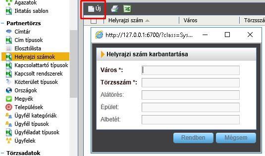 Helyrajzi számok Utcanév nélküli címzés A funkció a rendszerben nyilvántartott helyrajzi számok karbantartására, illetve új helyrajzi számok felvitelére használható.