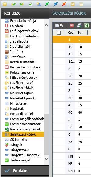 Selejtezési kódok Selejtezési kódok felvitele A gyári selejtezés kódok mellett lehetőségünk van új selejtezési kódokat rögzíteni az Új funkciógomb segítségével: Kattintsunk az 'Új'