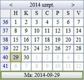 Kezelő- és egyéb elemek bemutatása Naptár gomb A Naptár gomb használatával a dátum mezők megadása könnyíthető meg.