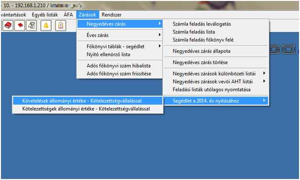 Segédlet a 2014 év nyitásához 1 Követelések - kötelezettségek kötelezettségvállalással A 2014 év nyitási segédlete a (régi)pénzügy modul 2013.4.2.2 verziójával a Zárások\Negyedéves zárás\segédlet a 2014.