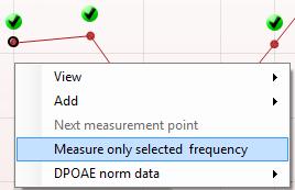 Titan használati útmutató HU Page 81 A Measure only selected frequency (Csak a kijelölt frekvencia vizsgálata) opcióval a rendszer csak az éppen kiválasztott mérési pontot méri újra.