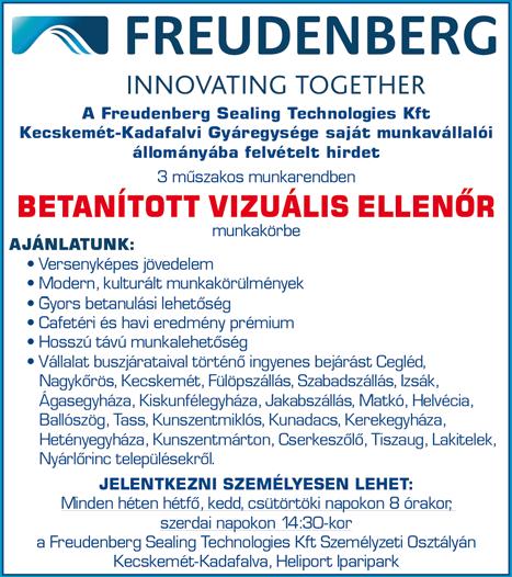 Keresünk 1 fő: gépbeállító szakembert, anyagmozgatót, MEO osztályunkra munkatársat, mechanikus karbantartót.