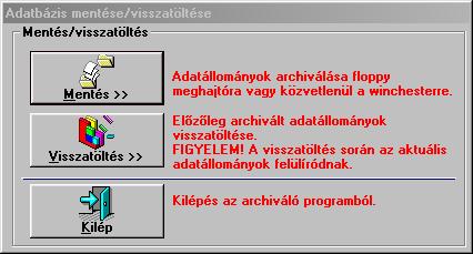 7. Adatmentés, adatbázis javítás, tömörítés, hibakeresés A funkciók az Szerviz menüpontban érhetők el. 7.