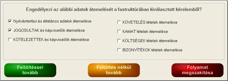 Összetett adatpanel a fastruktúra alatt: Miután egy beadványban számtalan jogosult és kötelezett szerepelhet, ezért célszerű volt ezeket is megjeleníteni listaszerűen.