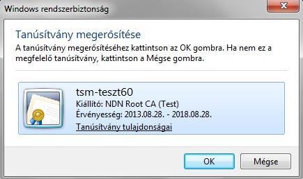 hu/ndbp/ A telepített tanúsítványnak meg kell jelennie a felbukkanó ablakban.