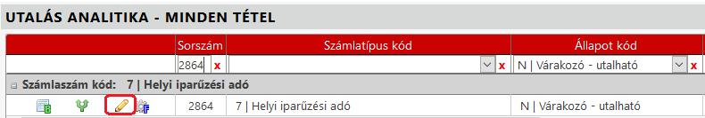 Ha egy Engedélyezett státuszú tétel esetében nincs egyik adat sem kitöltve, vagy a kitöltött adat nem megfelelő, akkor az analitika tételt a sor elején látható