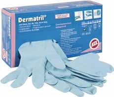 Egyszerhasználatos kesztyű Dermatril 740 Eldobható nitril kesztyű jó vegyszerek elleni védelemmel.