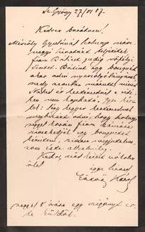 8 000,- 283. Cholnoky Viktor (1868-1912) író A mai Budapest című írásának autográf kézirata. Cholnoky a századforduló magyar irodalmának egyik kiemelkedő alkotója, a modern magyar dráma úttörője.