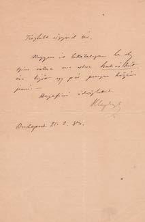 36 Központi Antikvárium 303. Imrédy Béla (1891-1946) volt miniszterelnök által saját kezűleg aláírt, gépelt levél. Megköszöni dr. Pongrácz Kálmán ügyvédnek az elküldött cikket. 1 gépelt oldal.