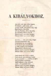 Központi Antikvárium 17 19. Petőfi Sándor: A királyokhoz. (Pest, 1848.) Landerer és Heckenast ny. 2 nyomtatott oldal. Petőfi egyik leghíresebb versének páratlanul ritka, első röplap-kiadása.