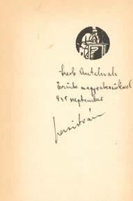 Fodor Ferenc tulajdonosi bejegyzésével. 40 000,- 76. Vas István: Levél a szabadságról. Versek. (Bp., 1935.) Nyugat. 76+(3)p.