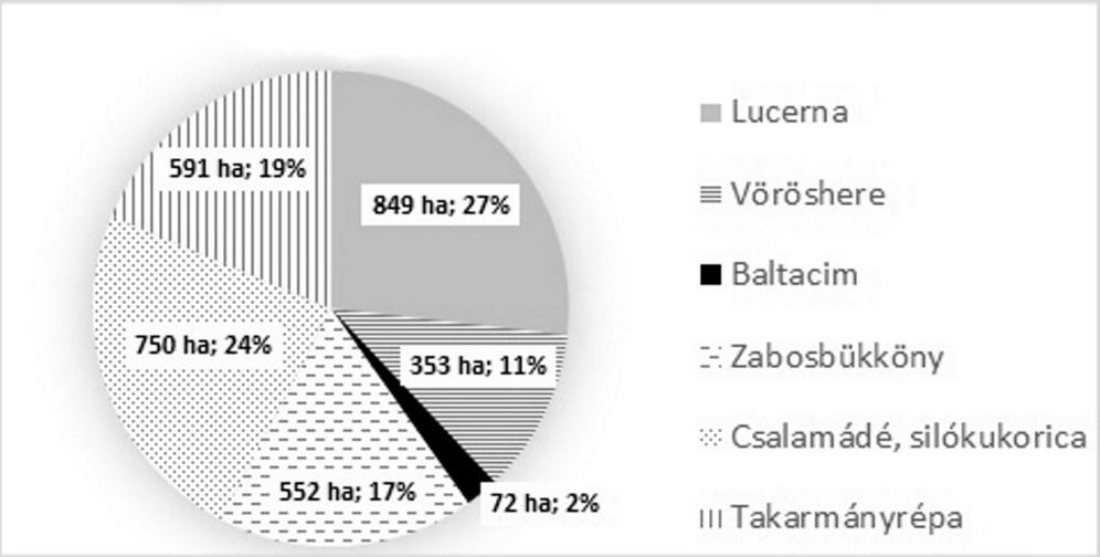 5. ábra. A takarmánynövények megoszlása a Szigetközben 1936-ban (hektár) Összegzés Forrás: Pozsgai A.