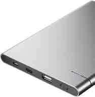 oldalon Egy telefont akár 8x, egy tabletet 3x fel lehet vele tölteni* Beépített, erőteljes 18.000 mah Li-Polimer akkuval Super Slim: 168 x 132 x 15.