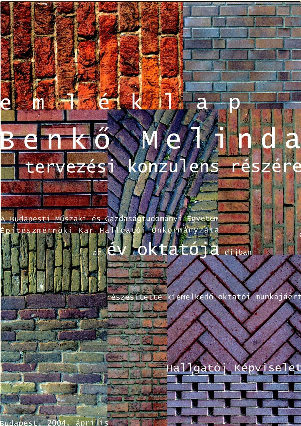 Dr. Benkő Melinda tanszékvezetői pályázat,