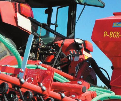 P-BOX-STI P-BOX-STI alapfelszerelés Keverőtengely Vetőtengely sajét vetőtengely szelvénnyel minden vetőcsövenként Tartókonzol Leforgató lemez és leforgató vályú Nagy keresztmetszetű áramkábel