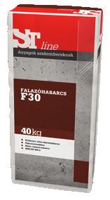 Alapozás, falazás, homlokzat Alapozás, falazás, homlokzat STline Falazóhabarcs F-30 40 kg Előkevert, kész mész-cement kötőanyagú falazóhabarcs Különböző típusú falazóelemekhez. Mész-cement habarcs.