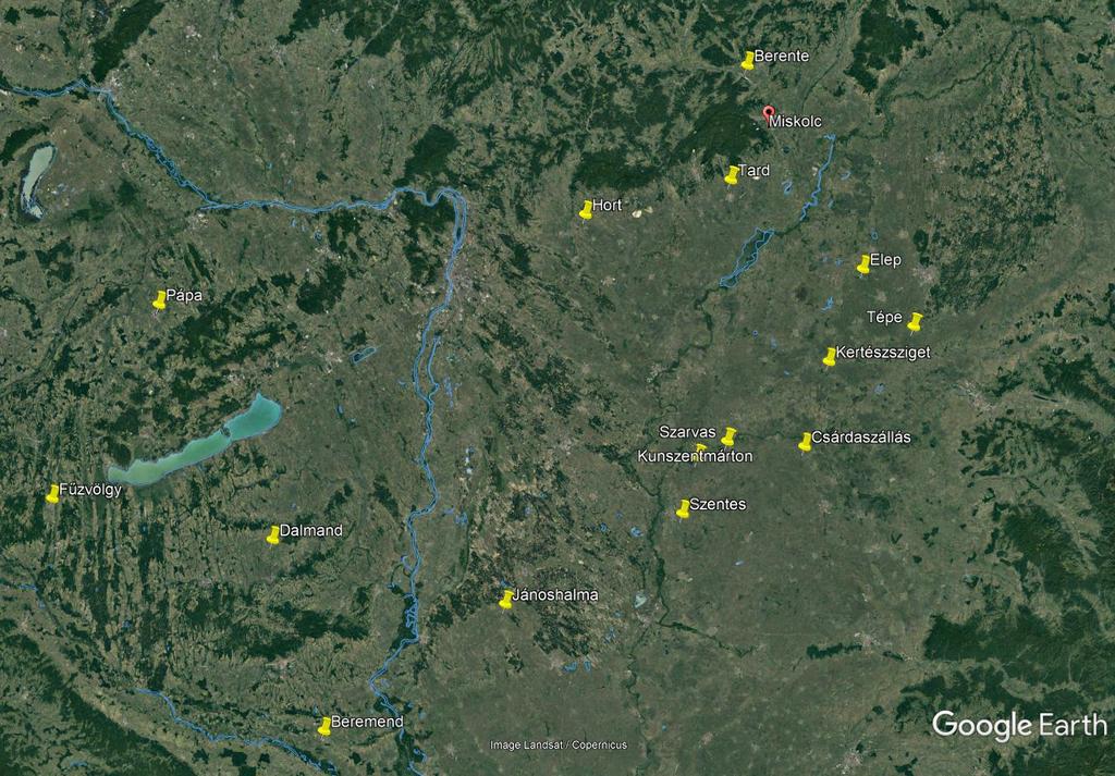 Terepi felmérés módszertana Térképezett területek Mintaterület alapú komplex