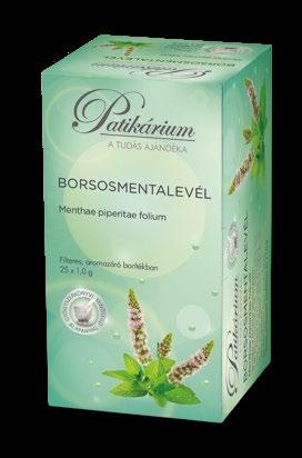 BORSOSMENTALEVÉL Menthae piperitae folium filteres, aromazáró borítékban 25x1,0 g Gyógyszerkönyvi minőségű alapanyagból Már az ókorban felismerték a