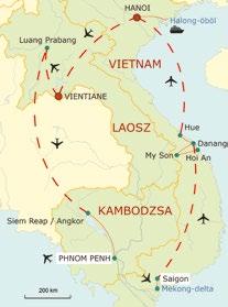Napközben ebéd, majd a Thien Hau Pagoda, kínai negyed, Binh Tay piac megtekintése. Szállás Saigonban. 4. nap: Mekong-delta Egész napos kirándulás a Mekong folyó torkolatához.
