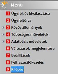 9. Kilépés A programból kilépni csak a főmenüből lehetséges.