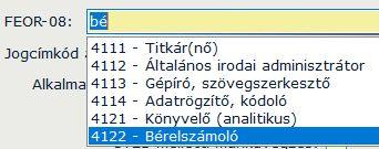 Kód és szöveg Ha számot írunk be, akkor a program az annak megfelelő kódra ugrik, ha szöveget kezdünk el begépelni, akkor a megnevezés alapján keres. Pl.