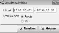 Adatátadás / Létszámszámolás A menüpont két típusú adatgyűjtést is lehetővé tesz: Rehab és KSH.