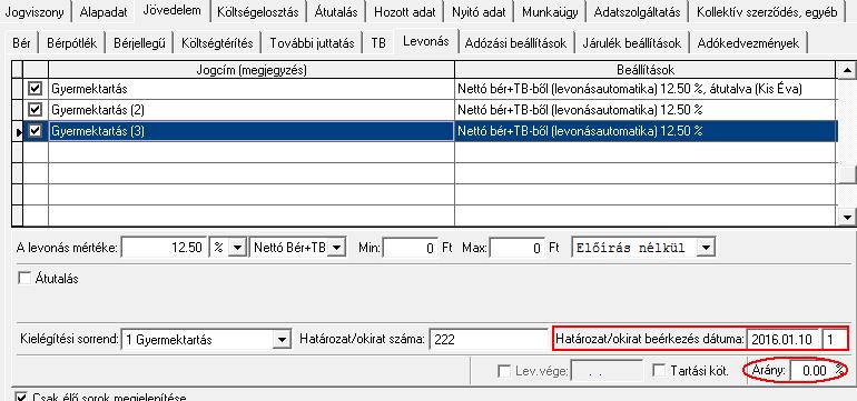 A harmadik résznél már elegendő kivonnunk a 100% -ból a fenti két %-ot, vagyis: 100% - 33,33% - 33,33% = 33,34%, viszont ezt az adatot nem kell már felrögzítenünk!