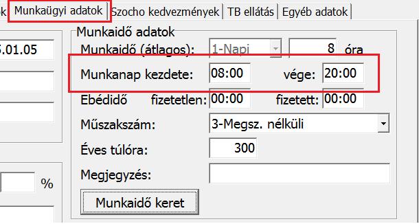 Munkanap kezdete vége Számfejtés előtti beállítások 1.