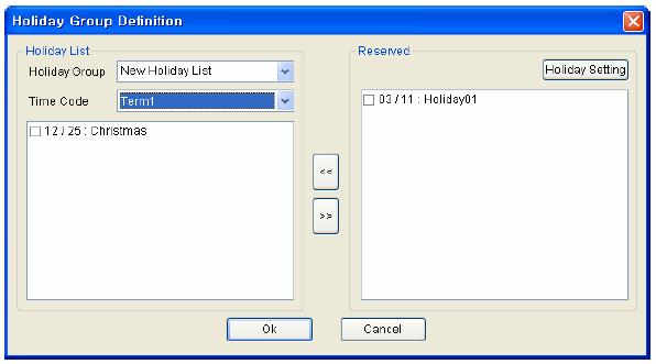 Bio Admin 109 Használati utasítás Adjon hozzá, szerkessze, vagy törölje a szabadság kód listát és nyomja meg az OK gombot. Vigye be a szabadnap csoport nevét. Válasszon időkódot a szabadnaphoz.
