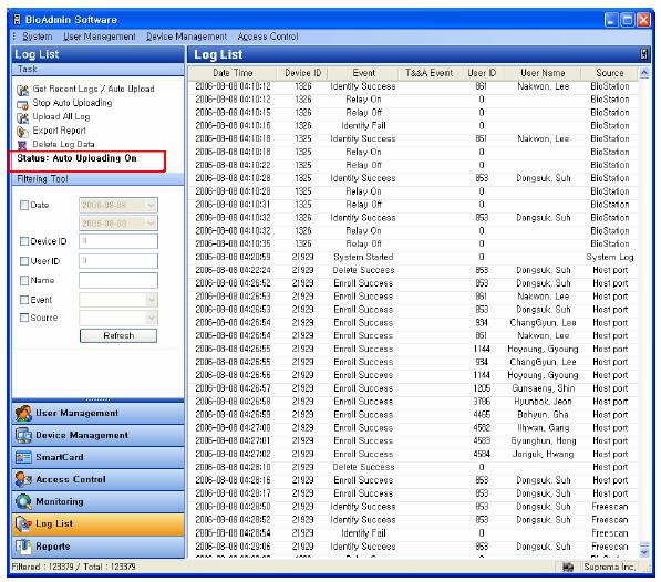 Bio Admin 116 Használati utasítás 8.2.3. Az automatikus letöltés kikapcsolása Ha megnyomja az automatikus letöltés kikapcsolása /stop auto uploading/ gombot, kikapcsolja az automatikus letöltést.