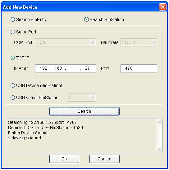 Bio Admin 19 Használati utasítás Miután sikeresen csatlakoztatta az eszközt, az új eszköz ID-ja és a hálózati csatlakoztatás megjelenik a készülék fa /Device tree/ ablakban.