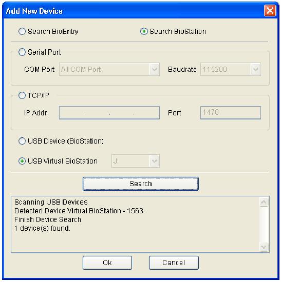 Bio Admin 67 Használati utasítás 4.1.4. Virtuális terminál USB memóriát tud használni virtuális BioStation terminálként.
