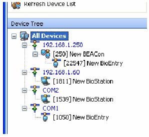 Bio Admin 70 Használati utasítás 4.4. Státusz ellenőrzése Az eszköz aktuális státuszát az eszköz lista ablakban lévő eszköz ikon határozza meg.