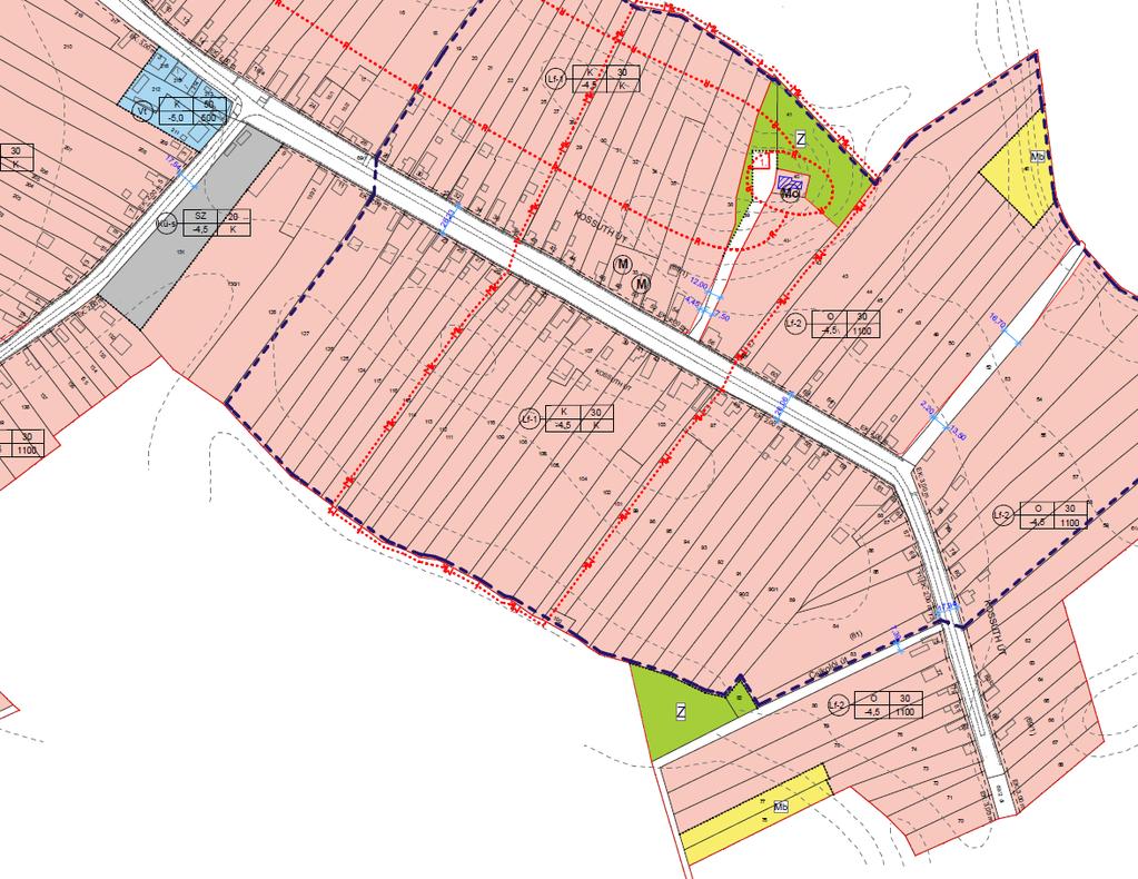 2. Beavatkozási pont ismertetése 1. Módosításra kijelölt területek Zajta község belterületén, a Kossuth utca déli végén, annak a keleti oldalán lévő telektömb, a 66 hrszú ingatlanon.