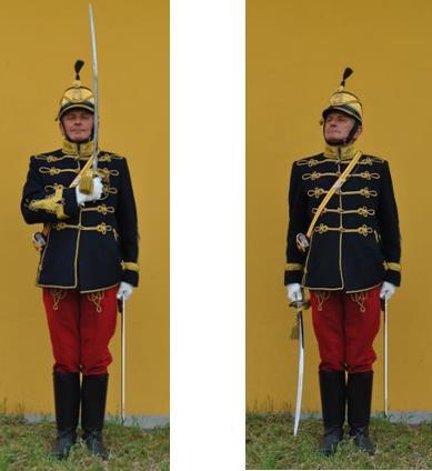 6.3. Tiszt állása és tiszteletadása A parancsnok kivonult csapat előtt kivont karddal teljesítse feladatát. Ha az állomány fegyver nélkül vonul ki, akkor a kard rejtve marad.