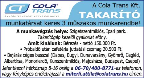 dokumentálás. Elvárások: pontos, precíz munkavégzés több műszakos munkarend vállalása utazási hajlandóság monotónia tűrés.
