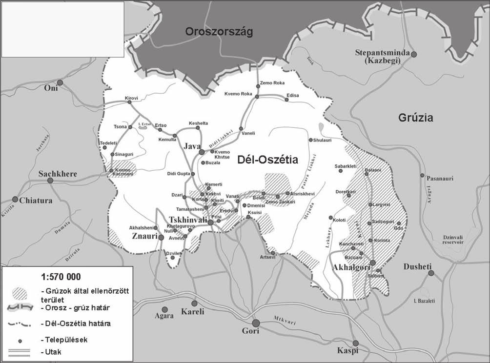 Tanulmányok 3. ábra. Dél-Oszétia és a grúzok által ellenőrzőtt terület a háború kitörésekor védelmi miniszter bejelentette, hogy feltöltötték a 4. gyalogos dandárt, s hamarosan megalakítják az 5.