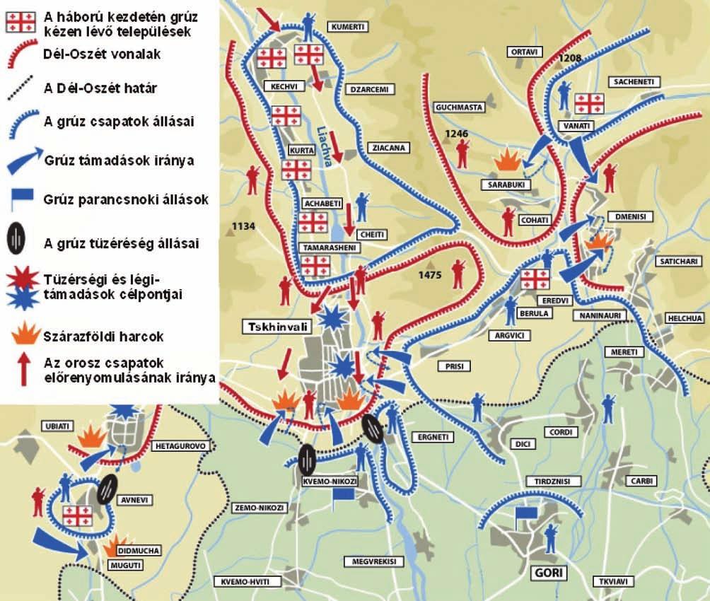 Tanulmányok 7. ábra. A hadműveleti terület áttekintő térképe AZ ÉSZAK-KAUKÁZUSI KATONAI KÖRZET ERŐI (OROSZORSZÁG) Orosz részről a térségben az 58.