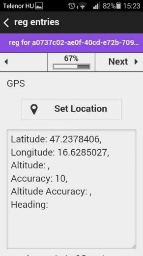Az igen választása esetén: A borászat GPS koordinátáit jegyzi fel az alkalmazás.