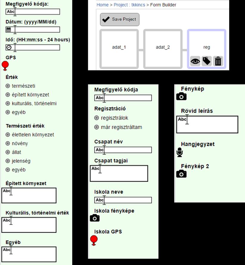 8. melléklet: A tkkincs projektben 3 egymást követő űrlapon