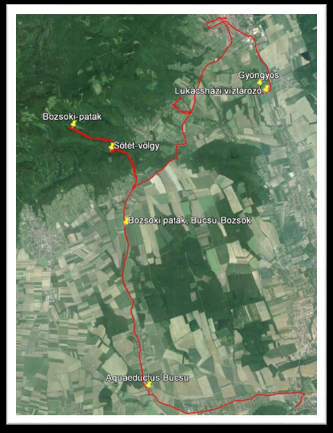 A terepi munkát ismertető képek a Google Earth alkalmazásból kivágottak és úgy készültek, hogy a terepbejárás bejárt