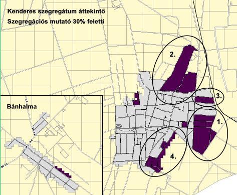 1.sz. veszélyeztetett terület: Dobó út - Damjanich út - névtelen u. - Petőfi út - József A. út 2.sz. veszélyeztetett terület: Magyar út - névtelen u. - Magyar út - Vasút út - Kinizsi út 3.sz. veszélyeztetett terület: Árpád út - Hunyadi út - József A.