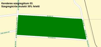 29. térkép: 2. számú szegregátum Kenderesen Forrás: 2011. évi népszámlálás, KSH. 3. sz. szegregátum: Árpád út - Hunyadi út - József A.