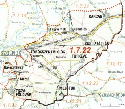 13. térkép: Szolnok- Túri-sík kistáj Forrás: Magyarország kistájainak katasztere Éghajlat A kistáj E-i része mérsékelten meleg- száraz, a D-i részek a meleg-száraz éghajlatú területekhez tartoznak.