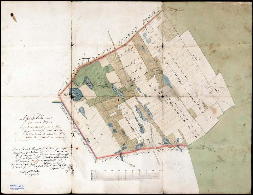 12 2. VPGL. 2. 1. Fidler, Thomas geom. 1793 2. [Alpar] 3. Alpár (Pest m.) határtérképe Szentlőrinc, Páka és Újfalu találkozásánál. 4.
