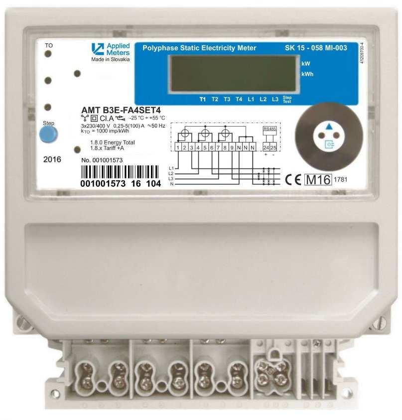 Felhasználói kézikönyv Hatásos energia méréséhez használt, LCD kijelzővel és belső órával rendelkező, háromfázisú, statikus villamos fogyasztásmérő AMT B3х-FA4SxT 1_06/05_M_eng